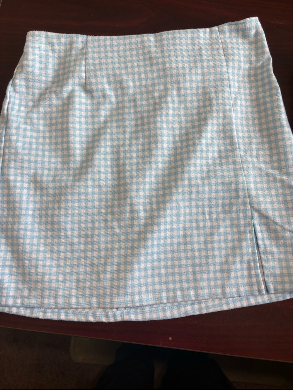 art class Light Blue Gingham Mini Skirt